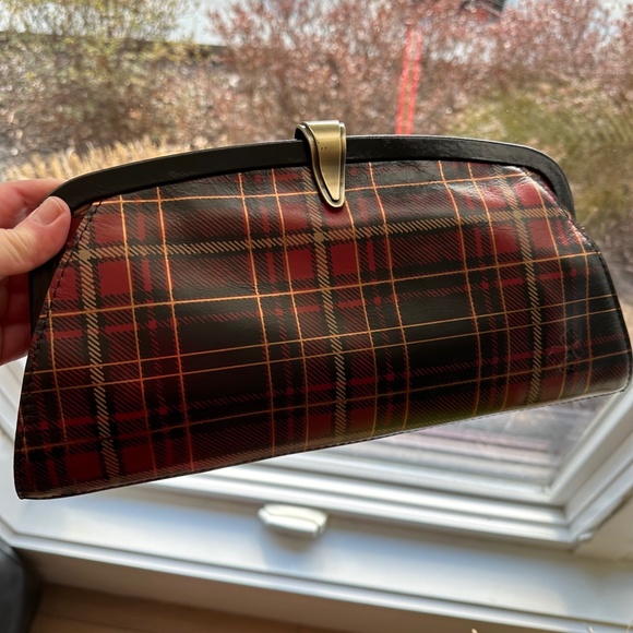 PATRICIA NASH ♥️🖤 Mad for Plaid TARTAN leather clutch frame bag CLASSIC PREPPY - Picture 7 of 10